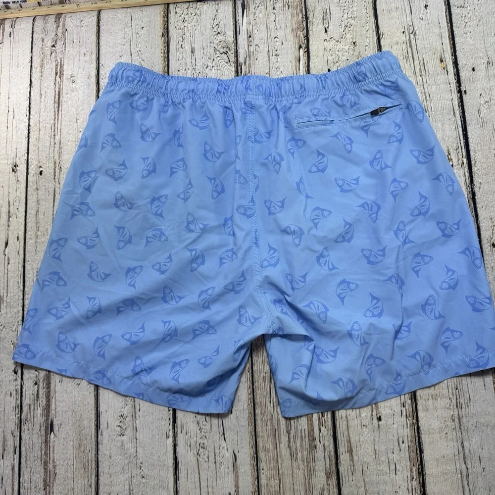 Bear Bottom Men's XXL Lined 7'' Inseam Swim‎ Trunks Shorts Blue Fish Print